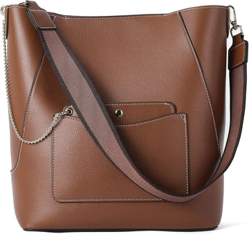 Hobo Bags for Women Designer Handbags Vegan Leather Bucket Purse Shoulder Crossbody Bag (Z-Brown)