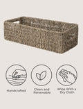 Seagrass Baskets with Built-In Handles, Bathroom Decor Box for Toilet Tank Top, 14 ¼