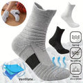 3 Pairs Breathable Mesh Athletic Terry Socks Cushioned Moisture-Managing and Durable Reduces Foot for Running Hiking & Sports