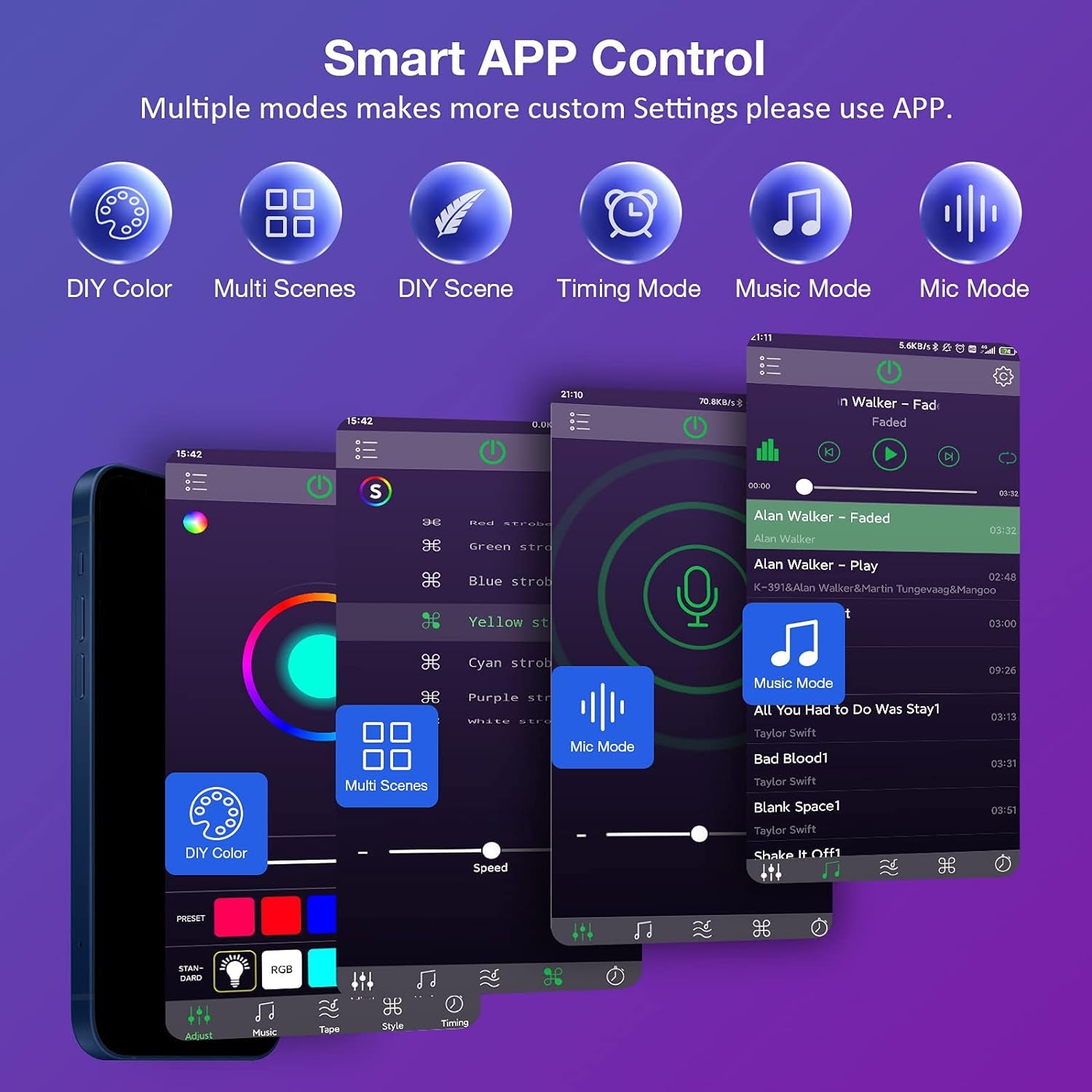 Led Lights for Bedroom 100 Ft, Ultra Long 5050 RGB Led Strip Lights, Smart Music Sync Led Lights Color Changing, Bluetooth App & Remote Control for Room Party Christmas Kitchen