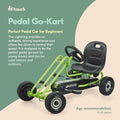 Kids Pedal Go Kart, 4 Wheel Bike Cart, Ages 4-8, Lightning Ride, Race Green - Outdoor Bicycle Karts with Plastic Wheels for Boys and Girls