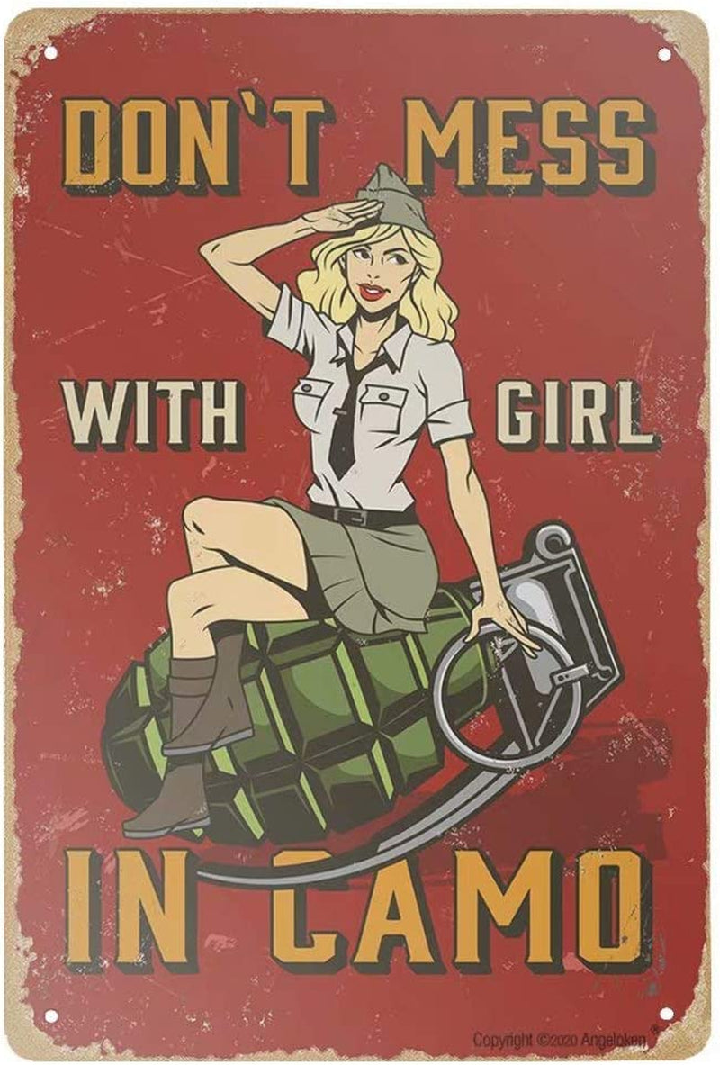 Retro Metal Sign Vintage Don'T Mess with Girl Sign for Plaque Poster Cafe Wall Art Sign Gift 8 X 12 INCH