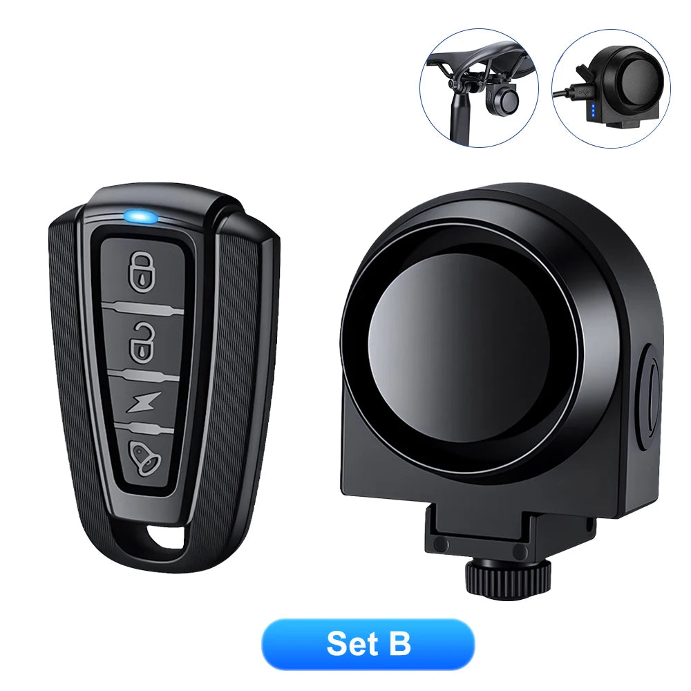 Bicycle Vibration Alarm USB Rechargeable Wireless Anti-Theft Motorcycle Bike Alarm with Remote Control Security Alarm System