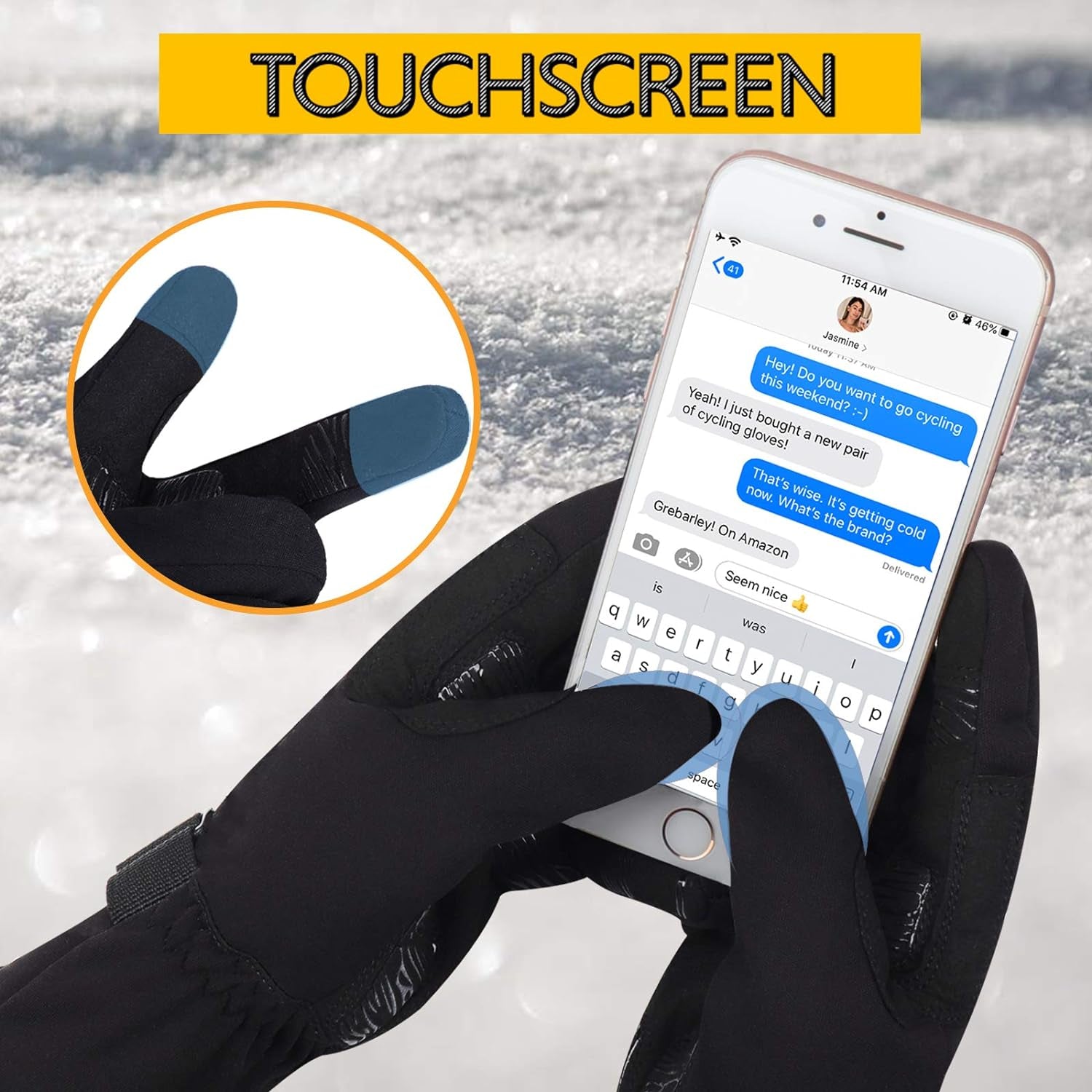 Winter Gloves Waterproof Gloves Cycling Gloves Bike Gloves Biking Gloves Driving Gloves Riding Gloves Touchscreen Gloves Snow Gloves Ski Gloves Bicycle Gloves for Men Women (Black, XXL)