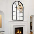 Wall Mirror Window Decorative Mirrors Arched Farmhouse for Living Room Bedroom Entryway Bathroom Vanity (Black,41.3”X 24” X1”)
