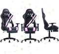 Pink Gaming Chair,Computer Chair,Gaming Chair with Footrest,Adjustable Gamer Chair with Headrest and Lumbar Support,Pu Leather Gaming Chair for Adults,Ergonomic Design