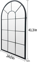 Wall Mirror Window Decorative Mirrors Arched Farmhouse for Living Room Bedroom Entryway Bathroom Vanity (Black,41.3”X 24” X1”)