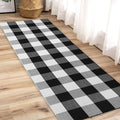 Buffalo Plaid Runner Rug - 2' X 6' Black Checkered Runner Rug, Farmhouse, Indoor, Washable, Water Resistant