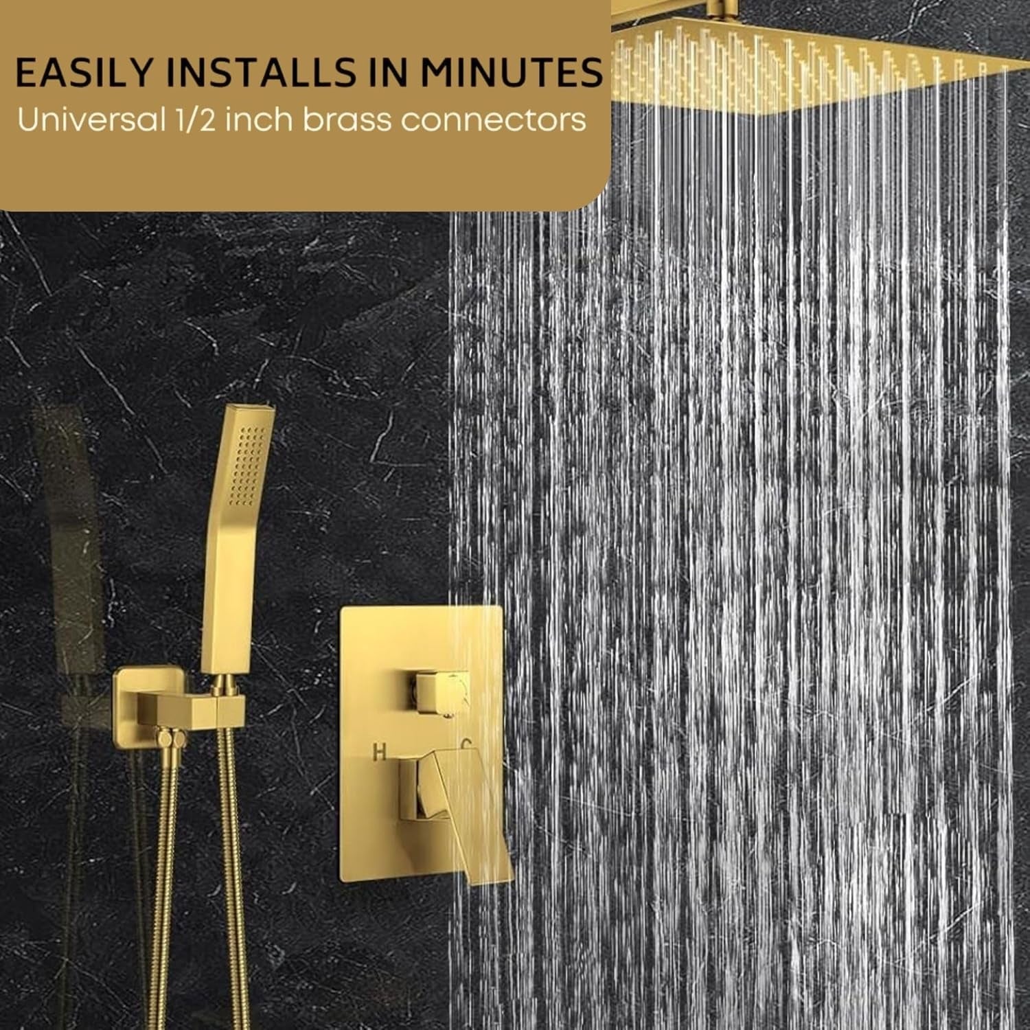 Universal 72" Extra Long Shower Replacement Hose, Leak Proof Stainless Steel Shower Hose, Kink-Free Anti-Twisting Design, Brushed Gold