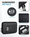 Large Electronics Travel Organizer Case, Tech Accessories Cord Storage Bag for Phone, Power Bank, SD Card, Cables, Black