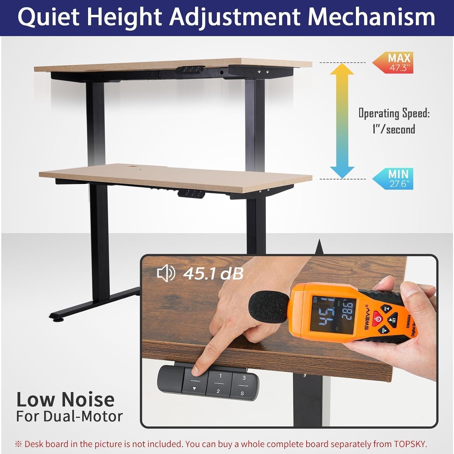 Dual Motor Electric Adjustable Standing for up to 70.8”X31.5” Table Tops, 225 Lbs Weight Capacity, Computer Desk for Home and Office (Grey Frame Only)