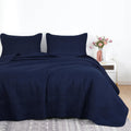 Kingston Queen Size Bedspread Set, 3-Piece Navy Oversized Quilted Microfiber Lightweight Bedspread Coverlet (100