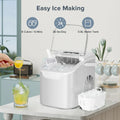 Countertop Portable Ice Maker, 8 Cubes Ready in 6 Mins, Self-Cleaning with Handle, Ice Scoop, 2 Sizes of Bullet Ice Cubes, for Home/Kitchen/Office-White
