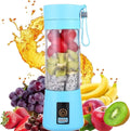 380Ml Electric Portable Juicer Blender Cup, Household Fruit Mixer with Six Blades in 3D, USB Rechargeable Juice Blender Magnetic Secure Switch Electric Fruit Mixer (Purple) (Blue)
