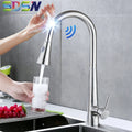 Brushed Kitchen Faucet  Smart Touch Kitchen Faucets Pull Out Kitchen Mixer Tap 304 Stainless Steel Sensor Kitchen Faucets