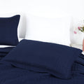 Kingston Queen Size Bedspread Set, 3-Piece Navy Oversized Quilted Microfiber Lightweight Bedspread Coverlet (100