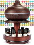 Essential Oil Storage Diffuser Stand Carousel Display - Bamboo Rotating Essential Oil Holder Collection Display Suitable for 5Ml/10Ml/15Ml/20Ml Bottles - Mahogany