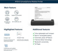 HPRT MT810 Portable Printer, A4 Wireless Bluetooth Travel Printer, Thermal Printer Support 8