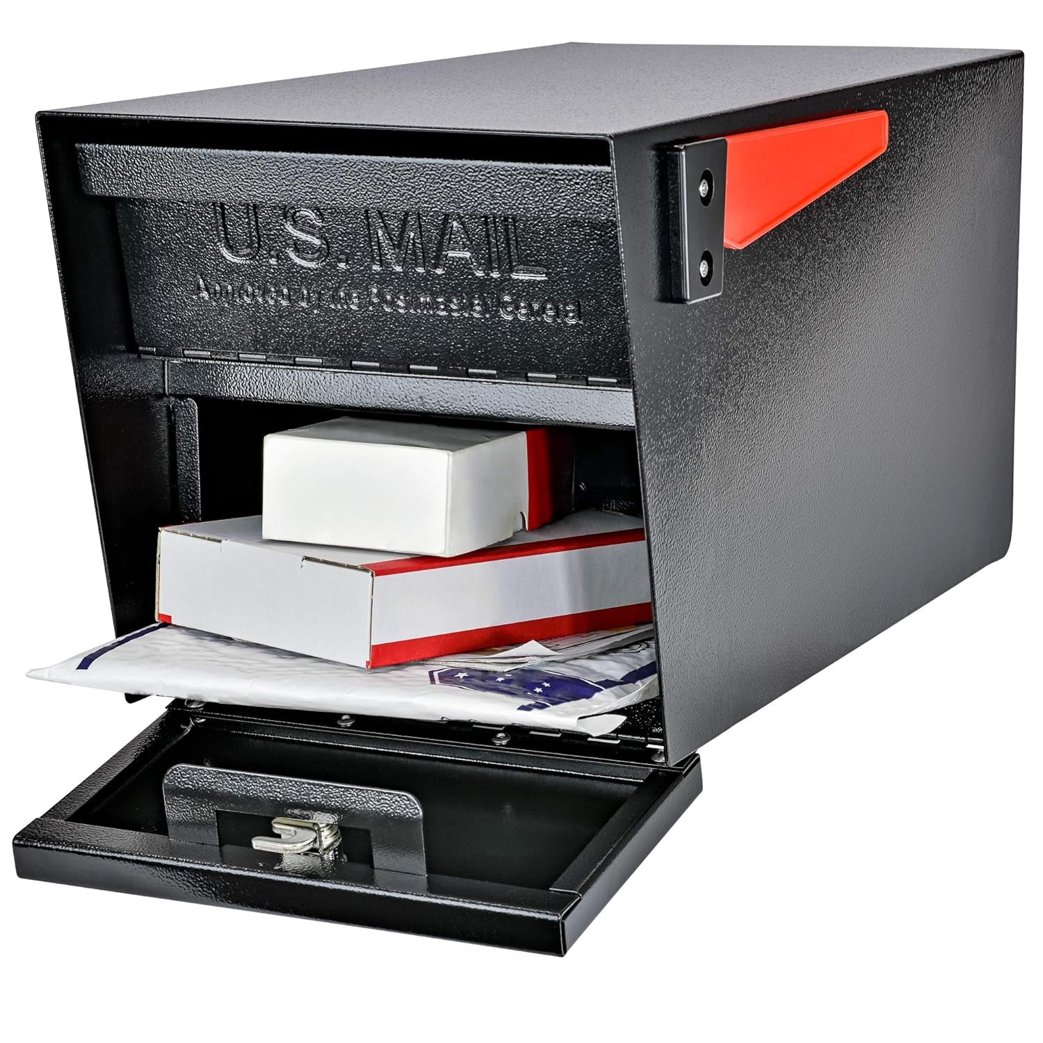 7506 Mail Manager Curbside Locking Security Mailbox, Black,Large