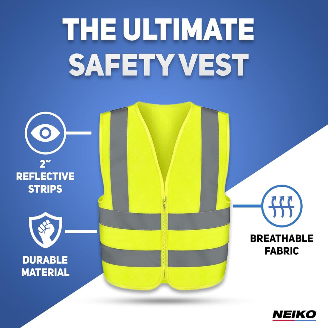 High Visibility Safety Vest ANSI Class 2, No Pocket