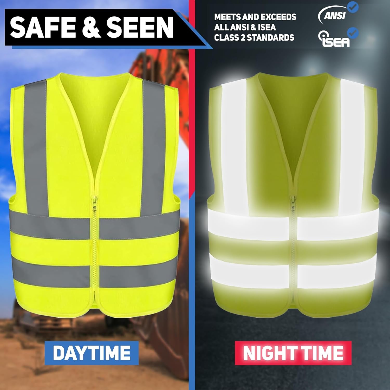 High Visibility Safety Vest ANSI Class 2, No Pocket