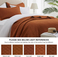 Queen Quilt Bedding Set with Pillow Shams, Full Queen Size Quilt Brunt Orange, Lightweight Bedspreads Soft Reversible Coverlet for All Season 3Pcs Rust Diamond Quilted Bed Set(90