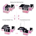 Makeup Train Case Makeup Case Organizer Portable Cosmetic Box Storage with 2 Trays Mirror Locking Make up Travel Case for Nail Kits Cosmetics Craft Traveling Makeup Box Mermaid Pink
