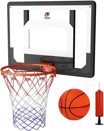 Wall Mount Large Basketball Hoop with Door Hooks, 32" X 23" Backboard, Ball and Rim, Outdoor Lndoor Basketball Hoops Games Set for Youth Adults Kids Gifts