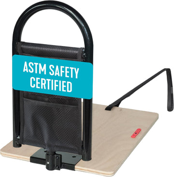 Bedcane, Adult Bed Rail and Support Handle, Bedside Safety Elderly Stand Assist with Organizer Pouch, ASTM Safety Approved Bedrail