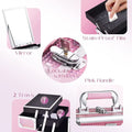 Makeup Train Case Makeup Case Organizer Portable Cosmetic Box Storage with 2 Trays Mirror Locking Make up Travel Case for Nail Kits Cosmetics Craft Traveling Makeup Box Mermaid Pink