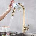 Brushed Kitchen Faucet  Smart Touch Kitchen Faucets Pull Out Kitchen Mixer Tap 304 Stainless Steel Sensor Kitchen Faucets