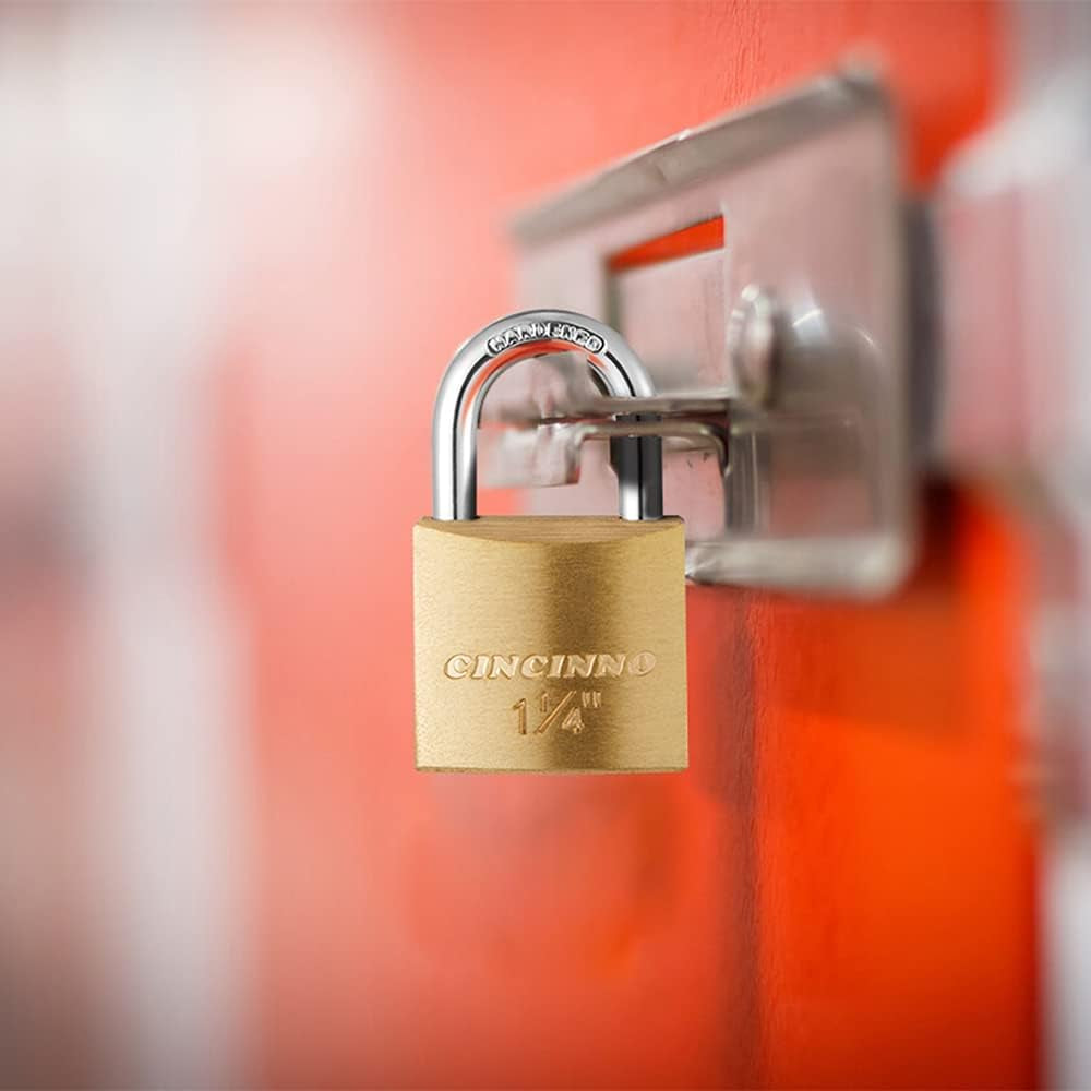 12Pack Small Solid Brass Locks Keyed Alike，1-1/4” (30Mm) Wide Lock Body, 1/5” Shackle Diameter Padlocks with Key