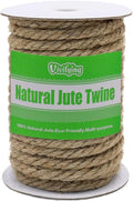 50 Feet 10Mm Jute Rope, Natural Heavy Duty Twine for Crafts, Cat Scratching Post, Gardening, Bundling and Hanging