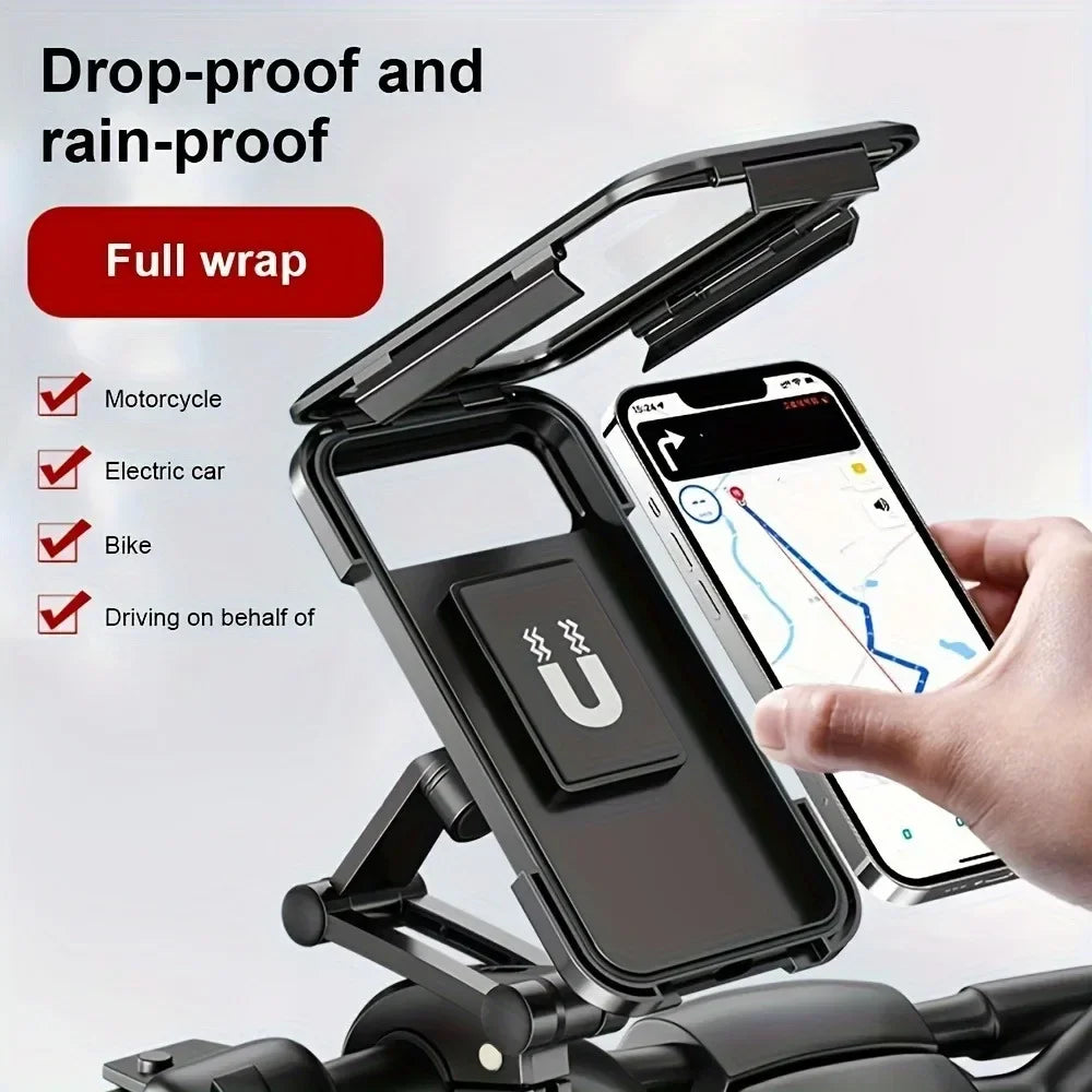 Waterproof Mobile Phone Holder for Motorcycle Bike Magnetic Cycling Phone Bag GPS 360° Swivel Adjustable Stand Phone Accessories