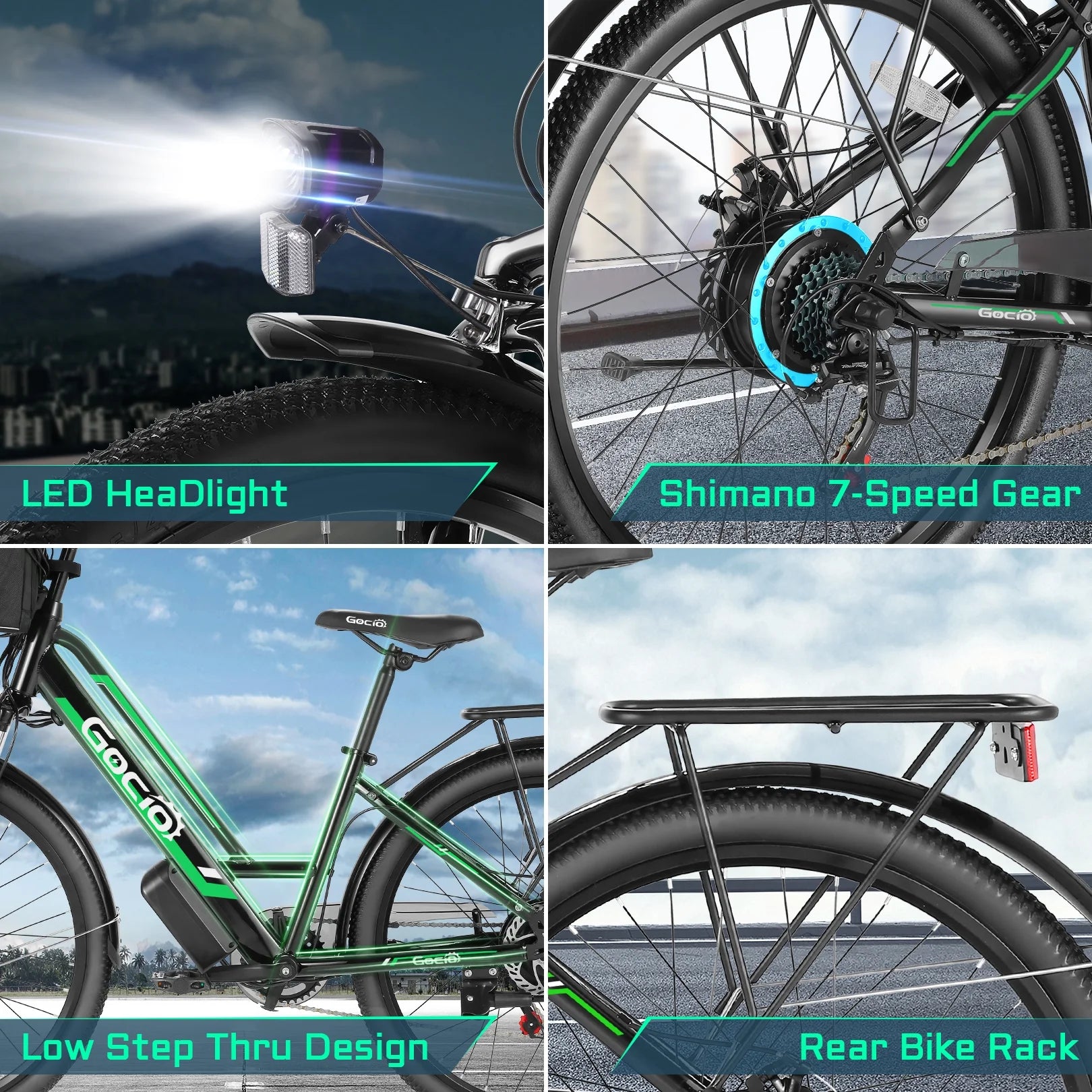 26" Electric Bike for Adults, 500W Electric Commuter Bike 48V 7.8Ah, Shimano 7-Speed, Cruiser City Ebike UL2849