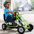 Kids Pedal Go Kart, 4 Wheel Bike Cart, Ages 4-8, Lightning Ride, Race Green - Outdoor Bicycle Karts with Plastic Wheels for Boys and Girls