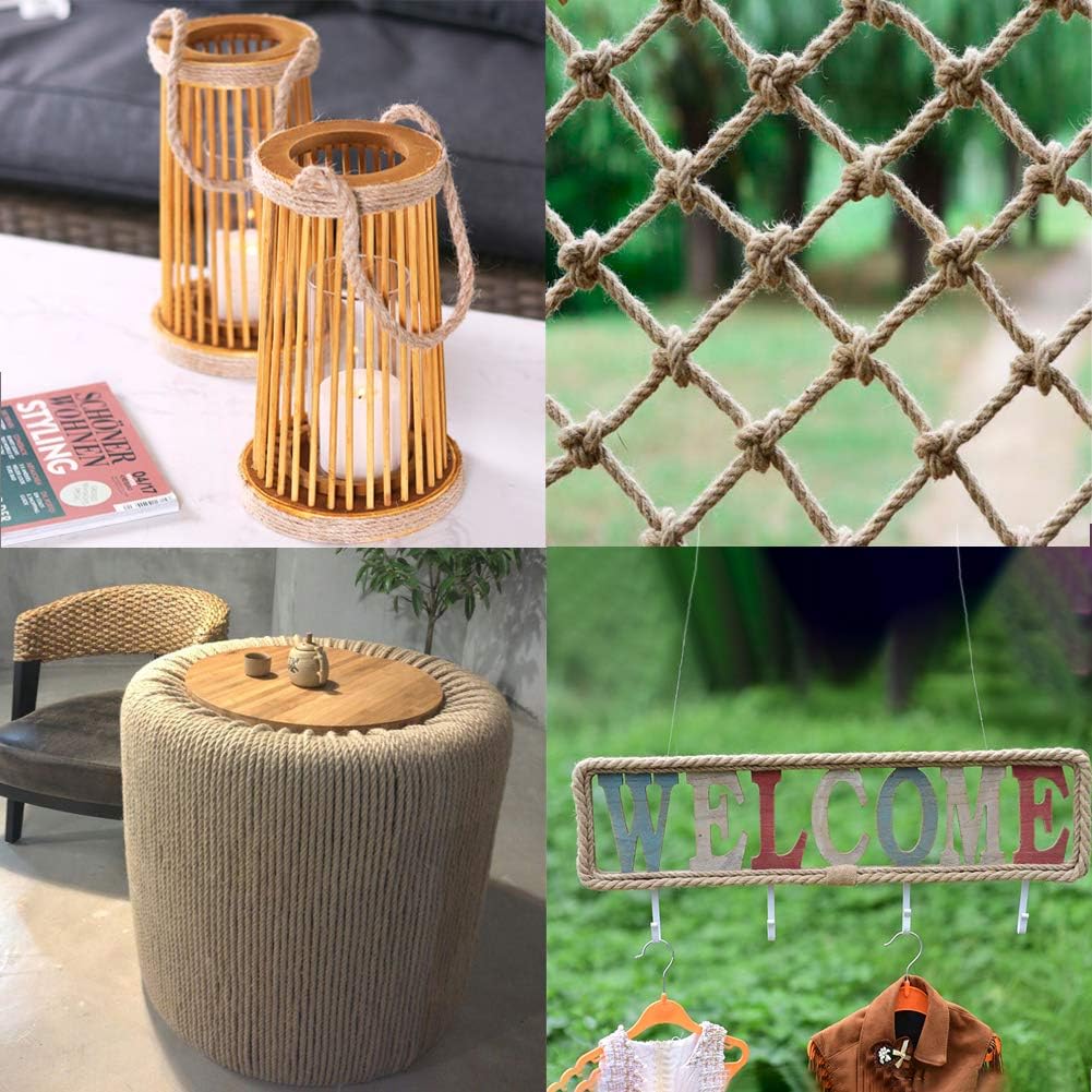 50 Feet 10Mm Jute Rope, Natural Heavy Duty Twine for Crafts, Cat Scratching Post, Gardening, Bundling and Hanging