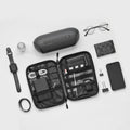Large Electronics Travel Organizer Case, Tech Accessories Cord Storage Bag for Phone, Power Bank, SD Card, Cables, Black