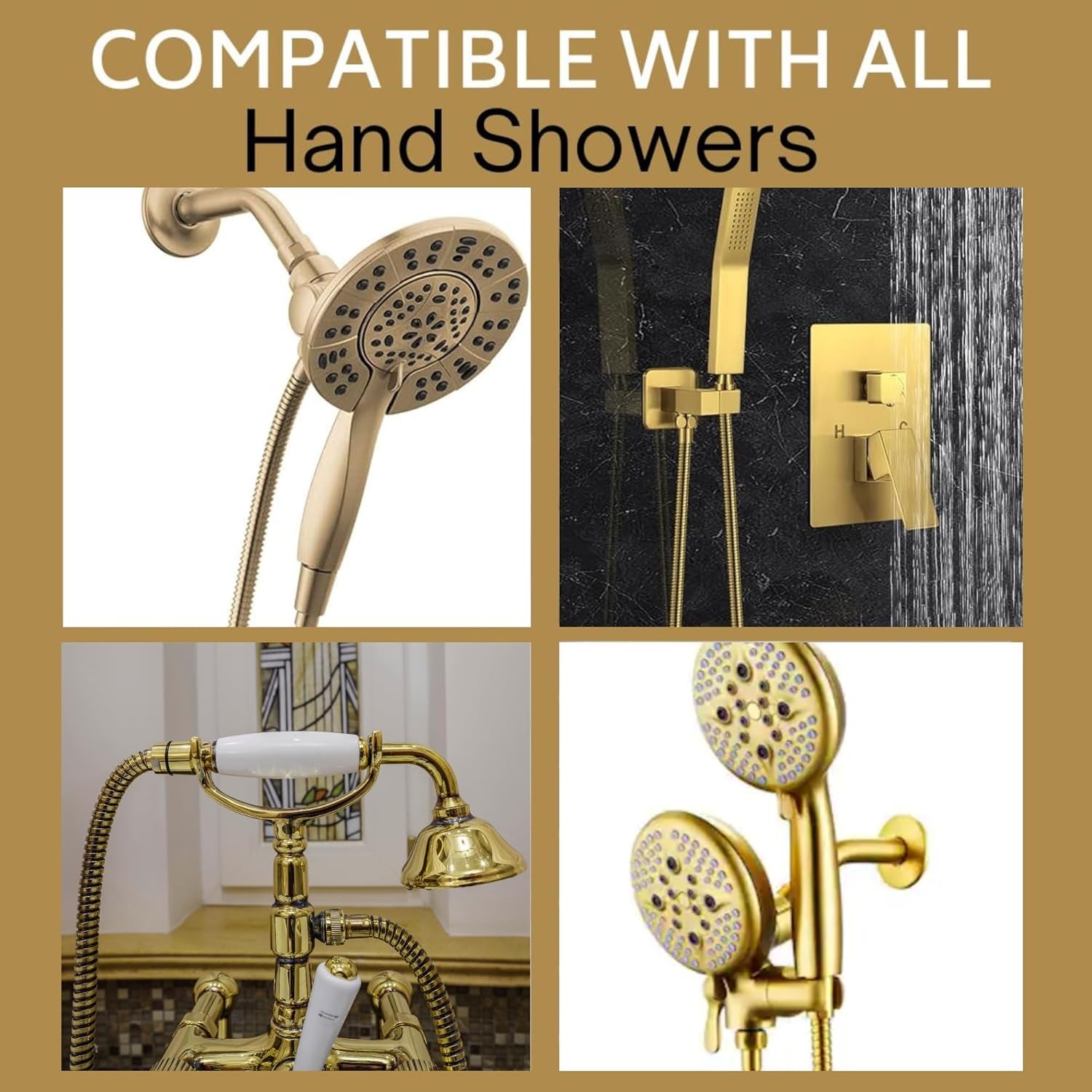 Universal 72" Extra Long Shower Replacement Hose, Leak Proof Stainless Steel Shower Hose, Kink-Free Anti-Twisting Design, Brushed Gold