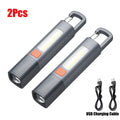 Strong Lighting ABS Flashlamp USB Charging Portable Outdoor EDC Torch Camping Hanging Flashlights Telescopic Focus COB Side Lamp