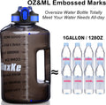 1 Gallon Motivational Sports Water Bottle with Time Marker, BPA Free 128Oz Leak Proof Jug, Black, Plastic, 128 Ounces, Fitness, Sports, Outdoor Activities