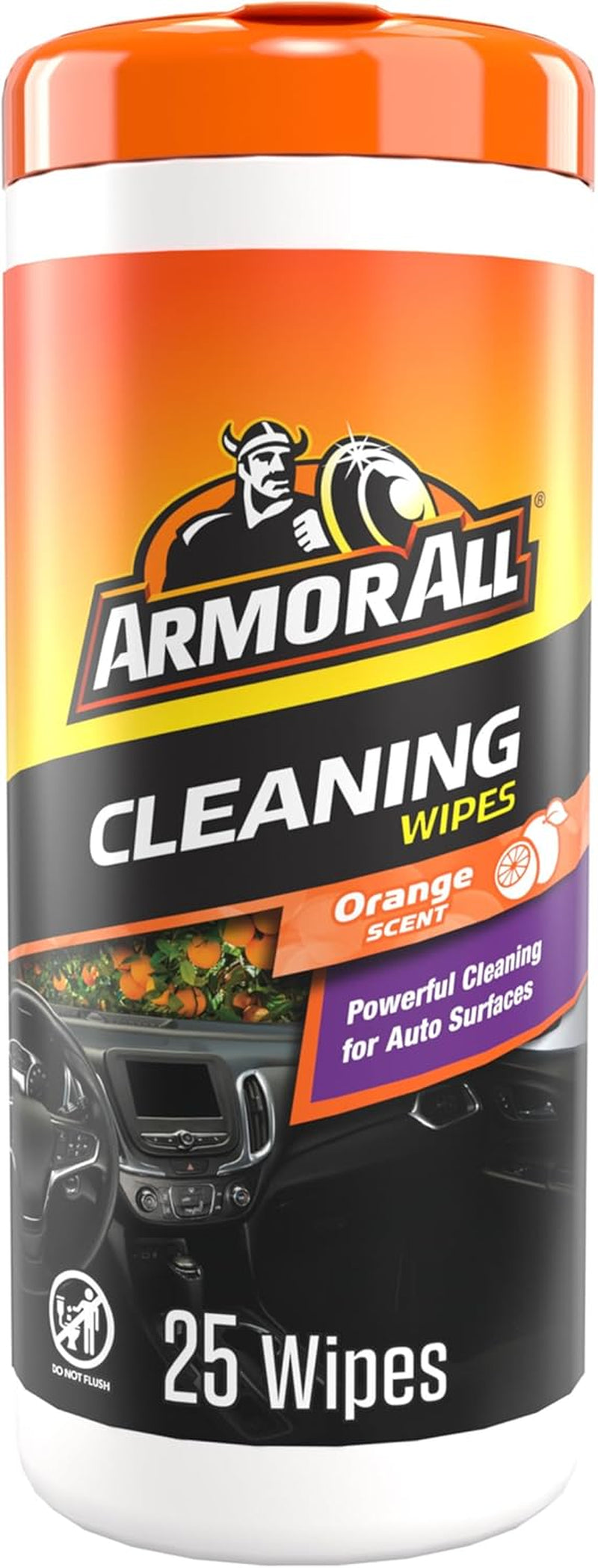 Car Interior Cleaner Wipes , Car Cleaning Wipes with Orange Cleans Dirt and Dust in Cars, Trucks and Motorcycles, 25 Count