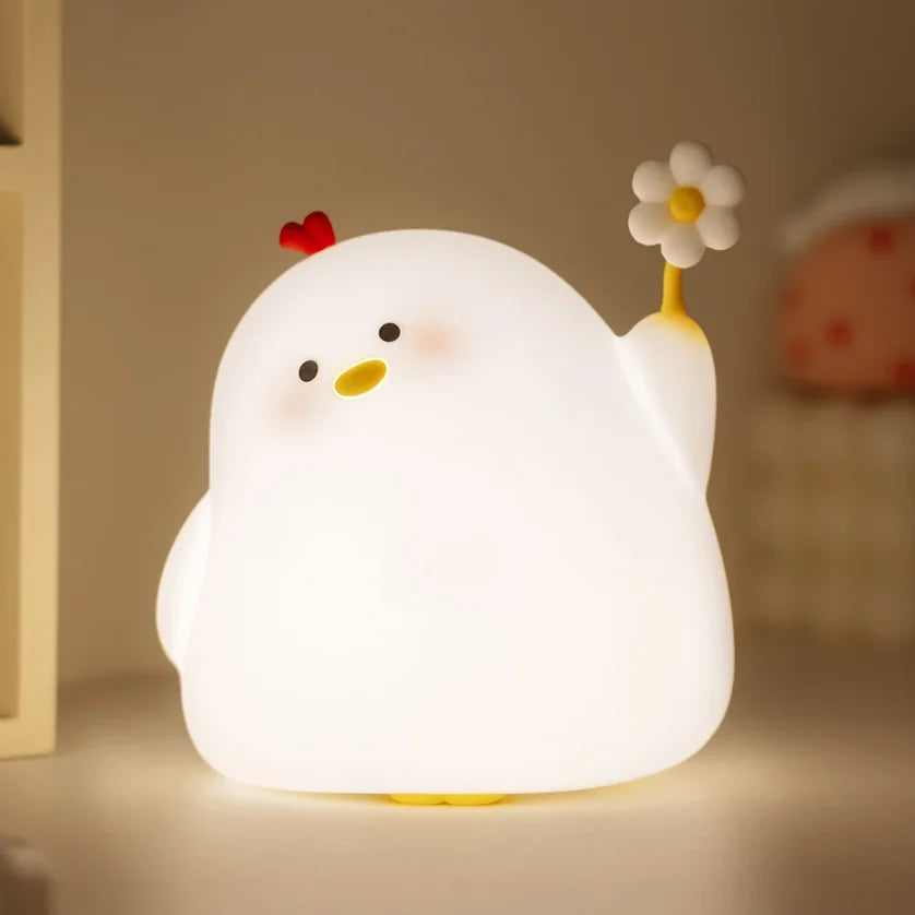 Cute Duck Led Night Light USB Rechargeable Nightlights Silicone Lamp Touch Switch Children Kid Bedroom Decoration Birthday Gift