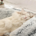 Plush Hooded Pet Bed round Fluffy Soft Cat Bed Pet Cushion Warm Cat Dog 2 in 1 Sleeping Nest Cave for Small Dogs