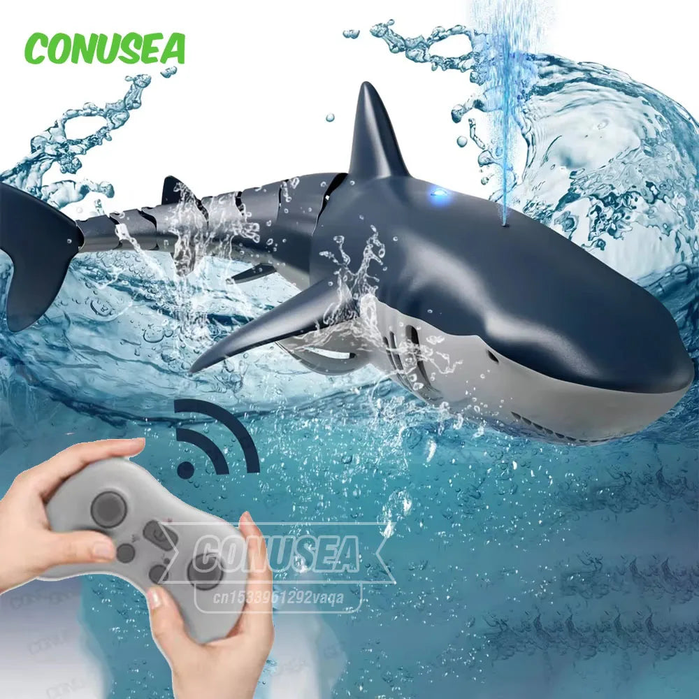 Smart Rc Shark Whale Spray Water Toy Remote Controlled Boat Ship Submarine Robots Fish Electric Toys for Kids Boys Baby Children