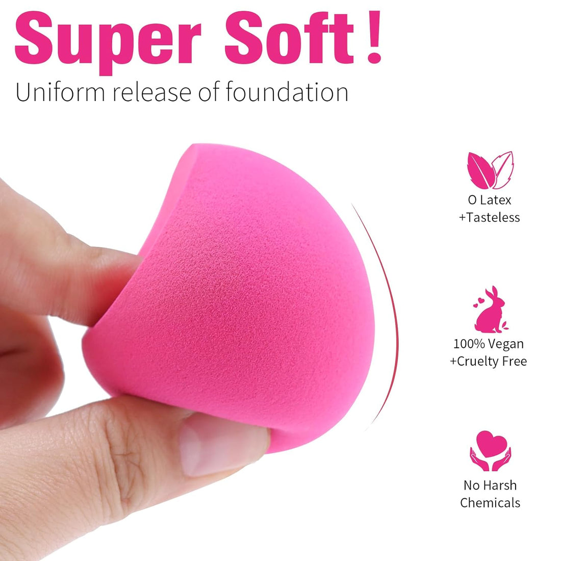 3Pcs Soft Makeup Sponges Set for Liquid Foundation, Cream, and Powder, Latex Free Blender Beauty Sponge, Durable Foundation Puff, Dry & Wet Use Make up Sponges for Face, Beauty Gift Set