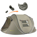 Instant Tent 4-Person Camp Tent, Auto Setup Pop up Tent, Pordable, Huge Door & Windows, Green