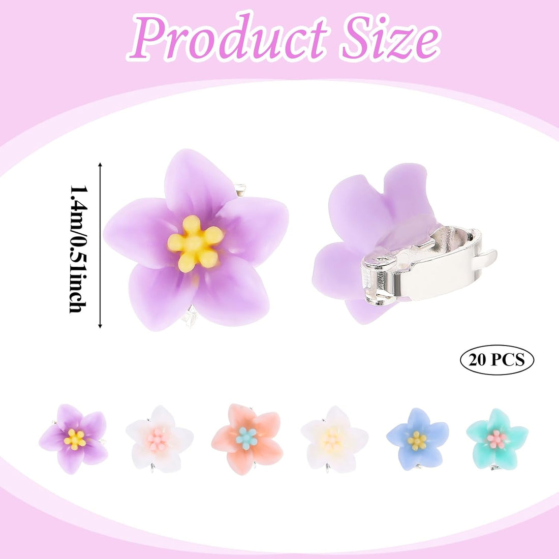 20Pcs Tiny Flower Hair Clips for Hair, Flower Clips Colorful Hair Accessories,Hair Flowers Floral Hair Pins, Flower Hair Clips for Women, Small Flower Hair Clips Braided Hair Clips