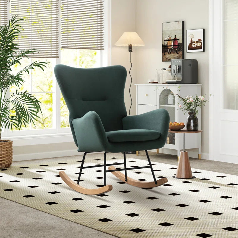 Meno 26''Wide Modern Stylish Upholstered Arms Nursery Rocking Accent Chair