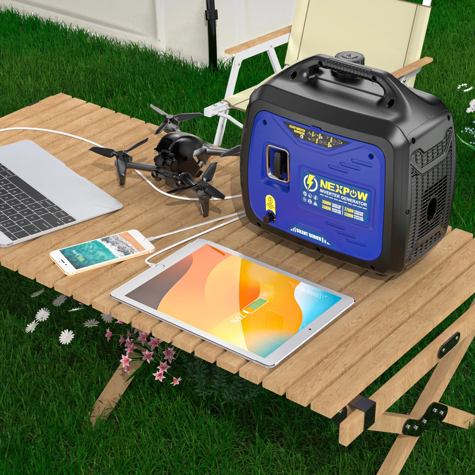 3500W Portable Inverter Generator, Dual Fuel Super Quiet Generator, Eco-Mode Feature, Parallel Capability, EPA Compliant, Lightweight for Backup Home & Camping